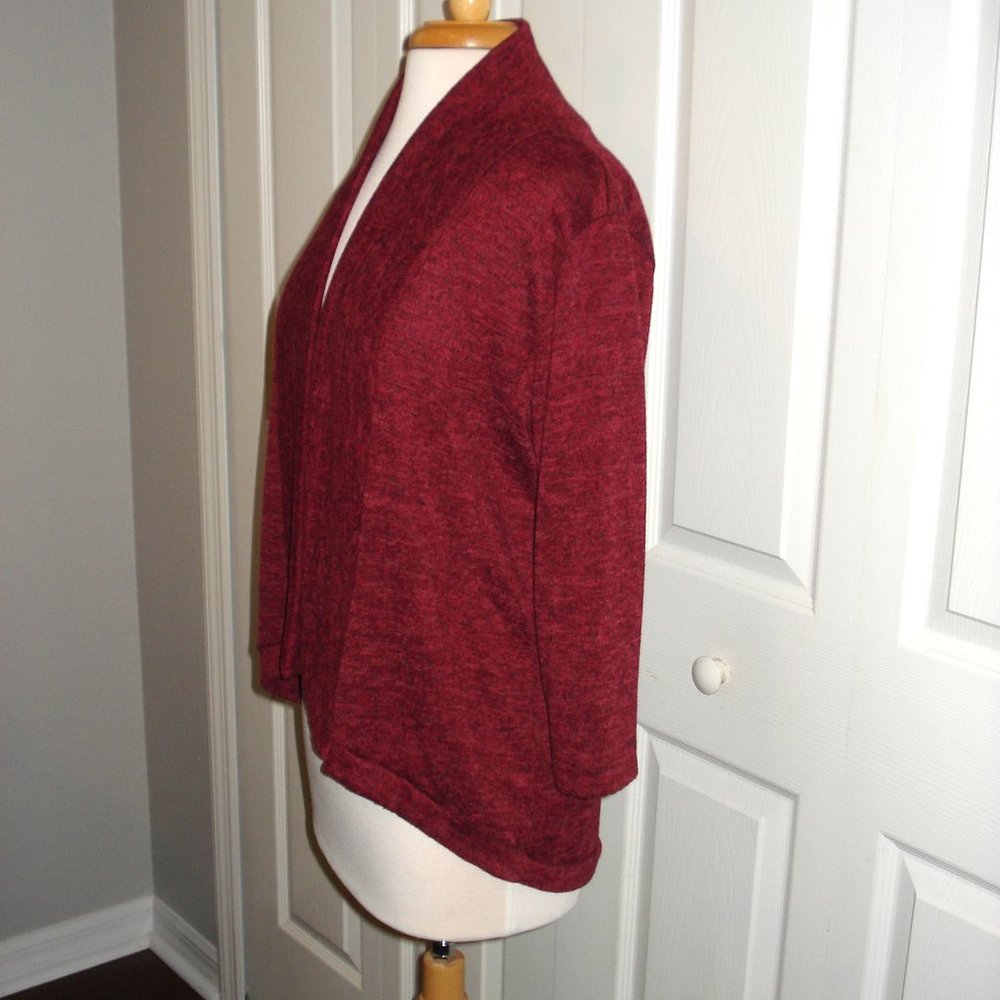 Burgundy Cardigan Size Large Poly/Rayon/Spandex Blend